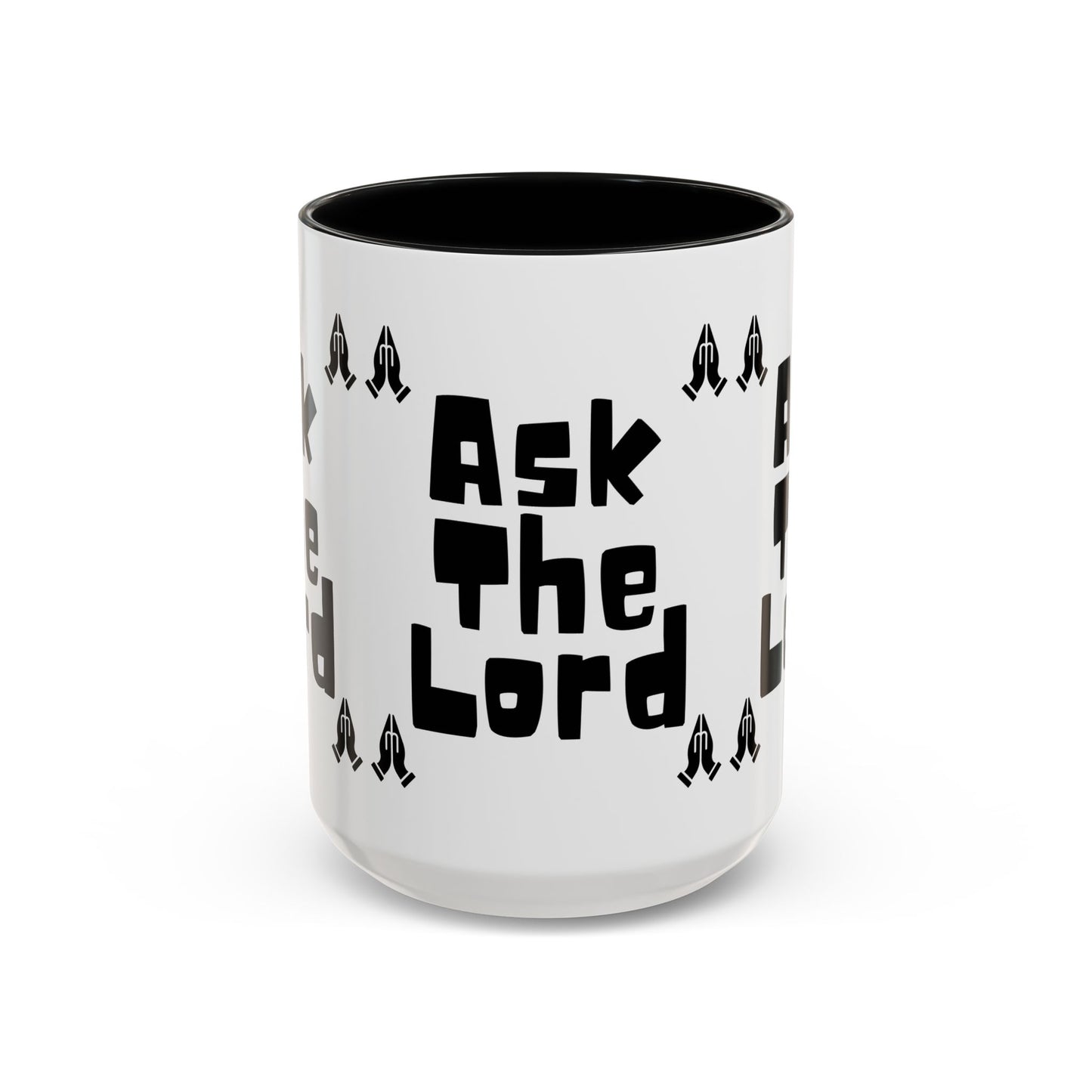 Ask The Lord Coffee Mug with Praying Hands Biblical Christian Gift for Faith-Based Living