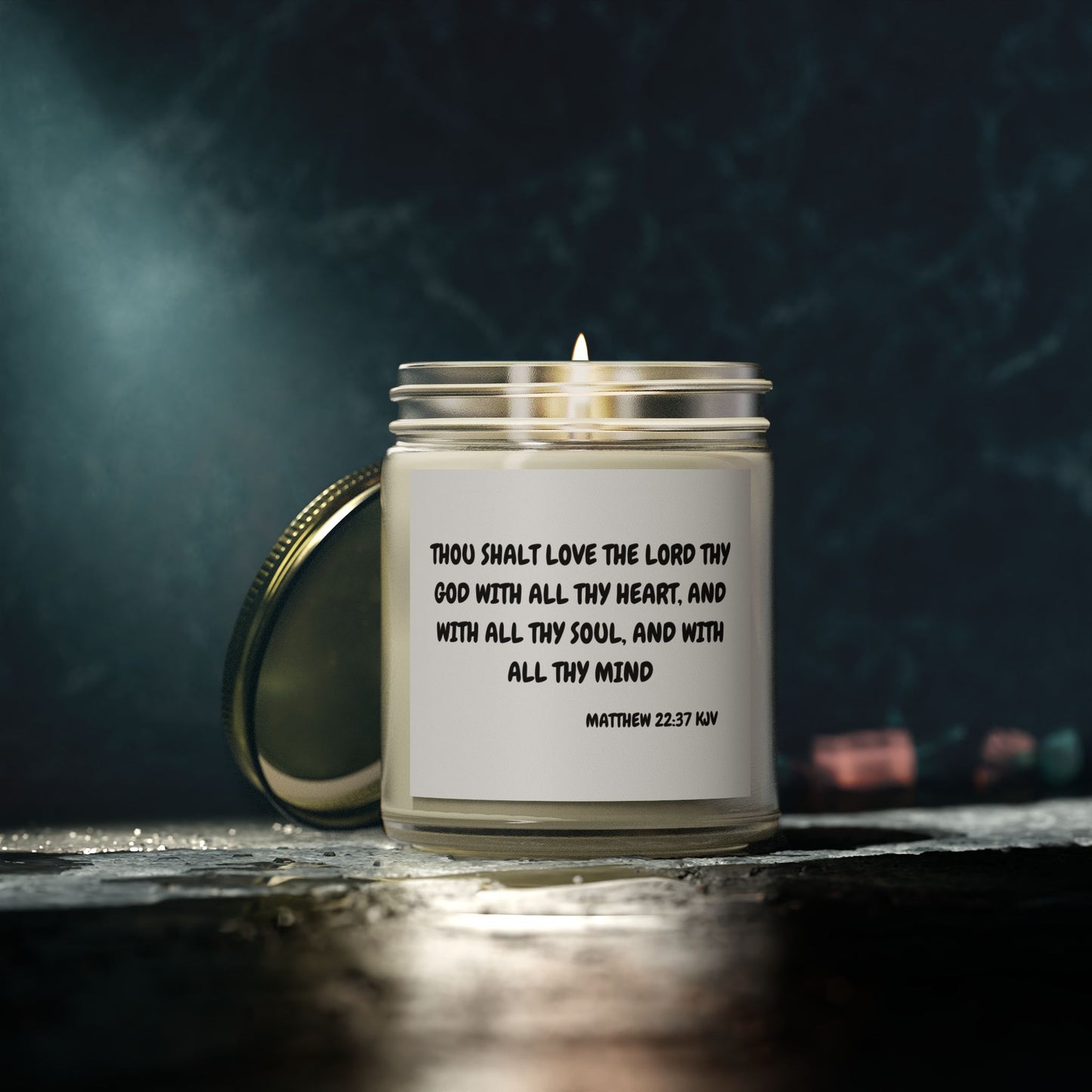 Matthew 22:37 KJV Scented Candle Love the Lord Your God Biblical Christian Gift for Faith-Based Living