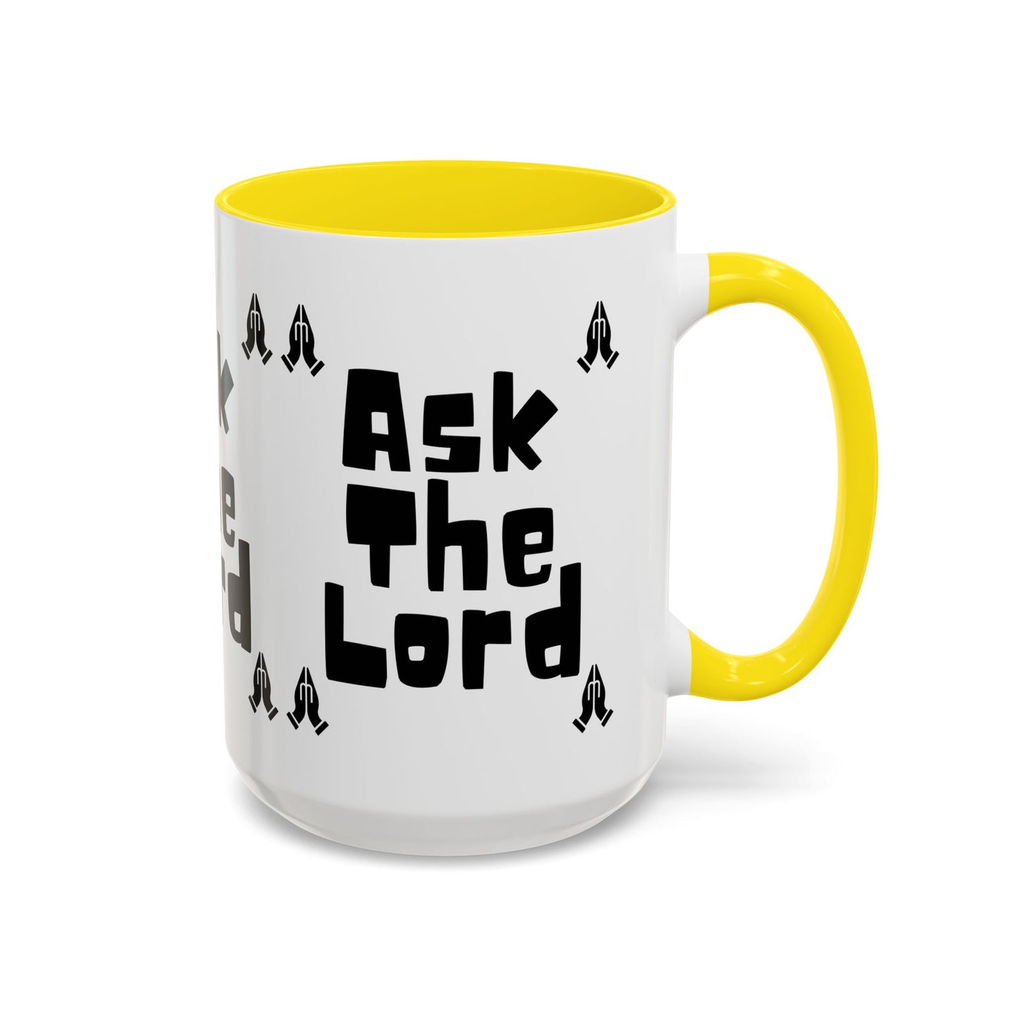 Ask The Lord Coffee Mug with Praying Hands Biblical Christian Gift for Faith-Based Living