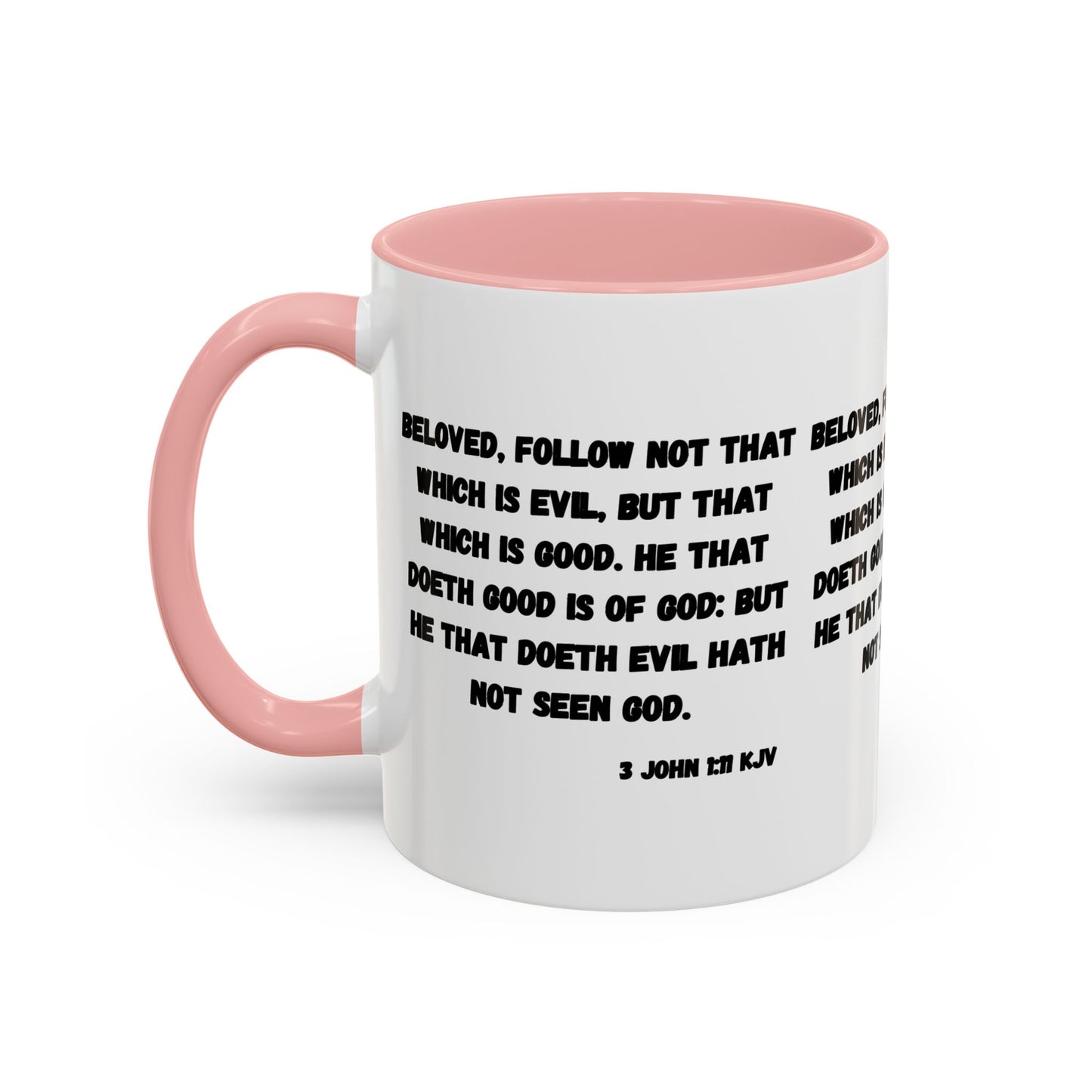 3 John 1:11 KJV Coffee Mug Beloved Follow Not That Which is Evil Inspirational Christian Gift for Faith Based Coffee Lovers