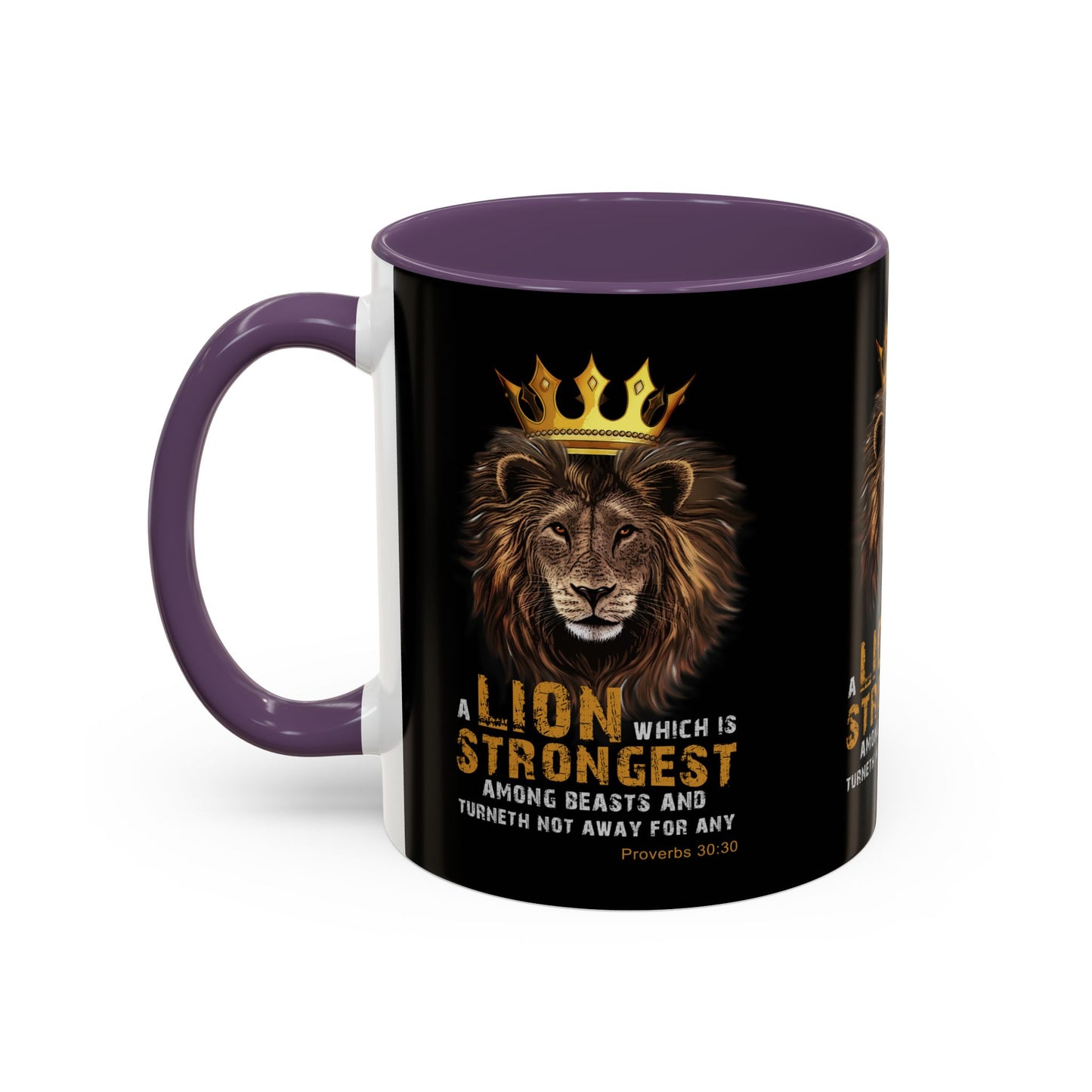 Proverbs 30:30 KJV Bible Verse Coffee Mug Strength & Courage In Every Sip