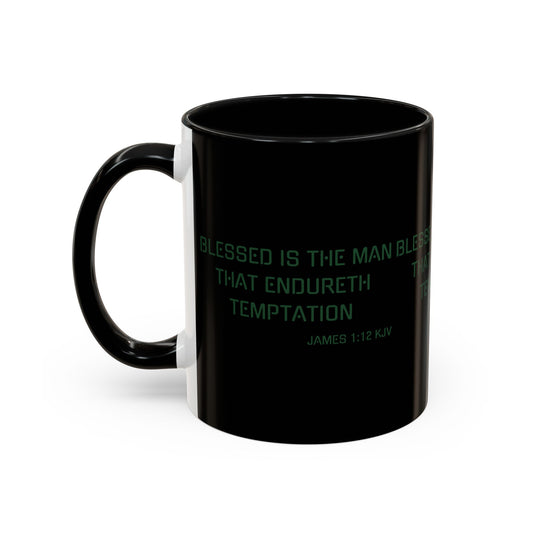 James 1:12 KJV Coffee Mug Blessed is the Man Biblical Christian Gift for Faith-Based Coffee Lovers