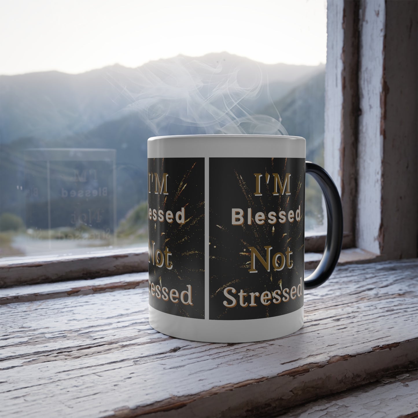 I'm Blessed Not Stressed Color Morphing Coffee Mug Inspirational Christian Gift for Faith-Based Living