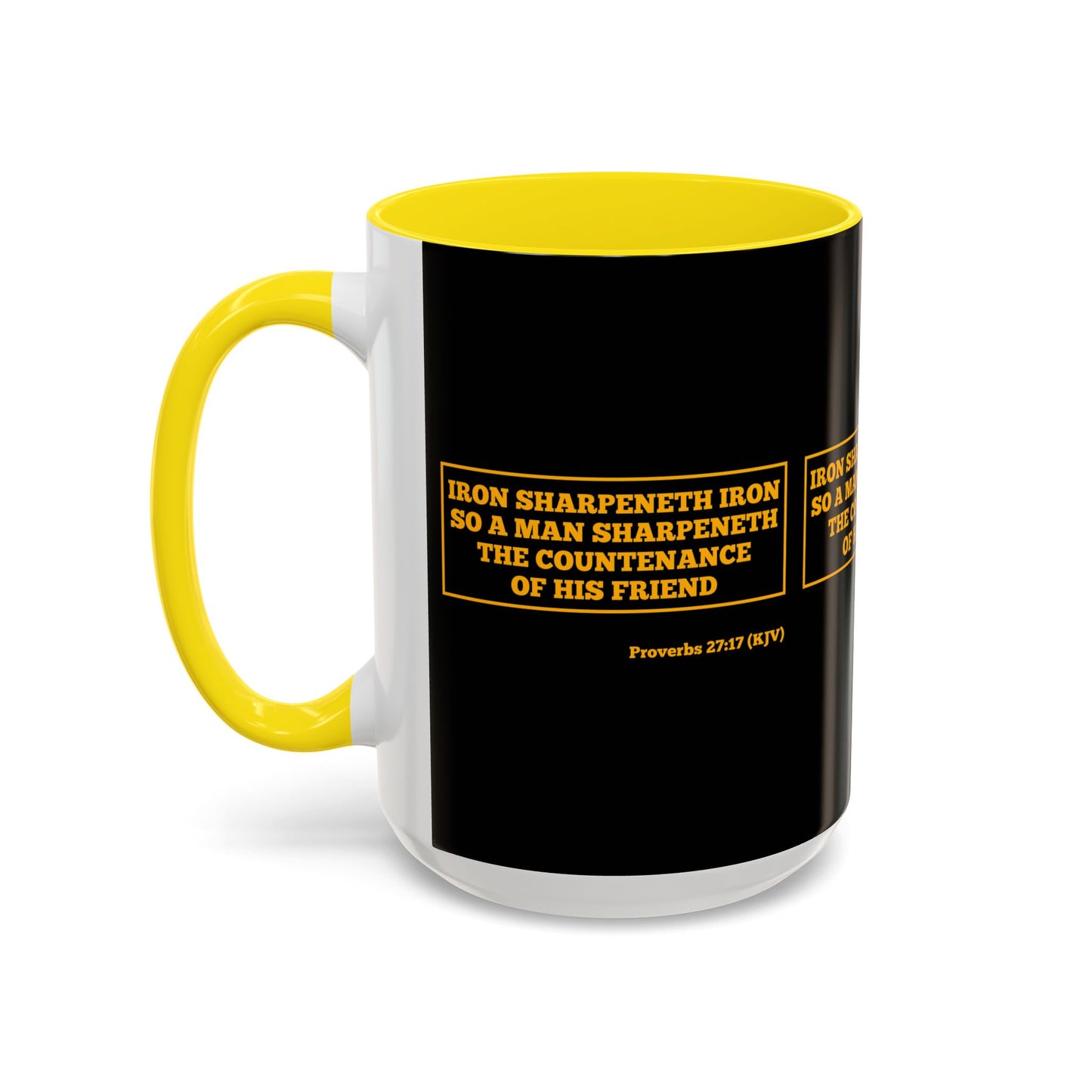 Proverbs 27:17 KJV Coffee Mug Iron Sharpens Iron Inspirational Faith Based Gift For Believers