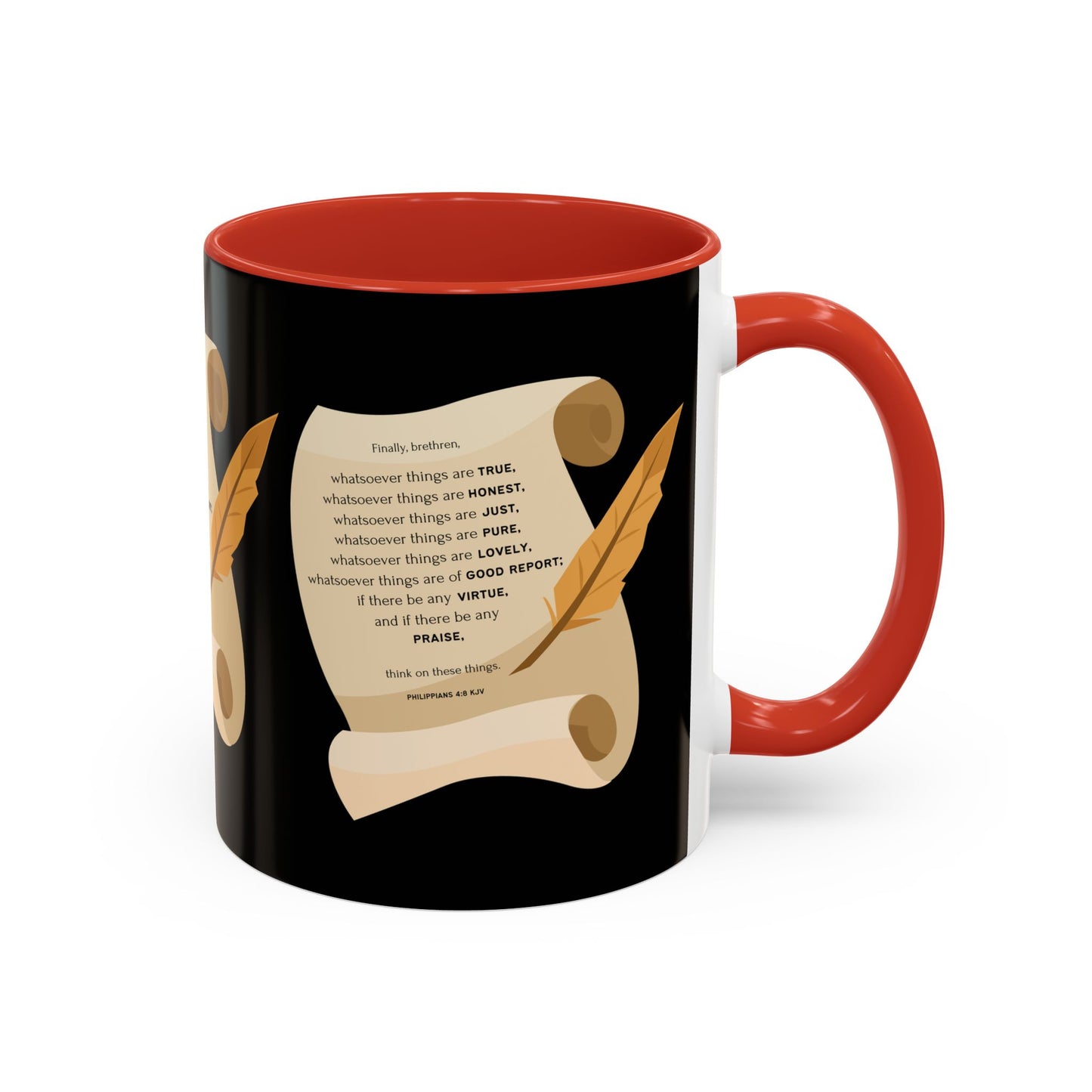 Philippians 4:8 KJV Bible Verse Coffee Mug Faith Based Christian Gift