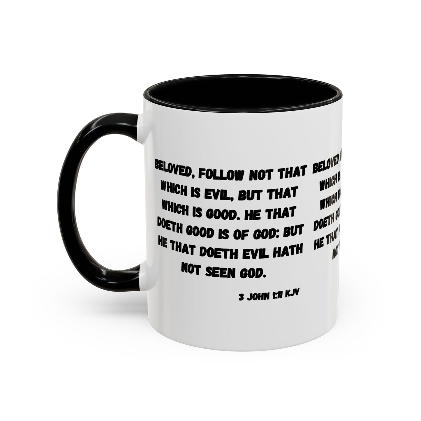 3 John 1:11 KJV Coffee Mug Beloved Follow Not That Which is Evil Inspirational Christian Gift for Faith Based Coffee Lovers