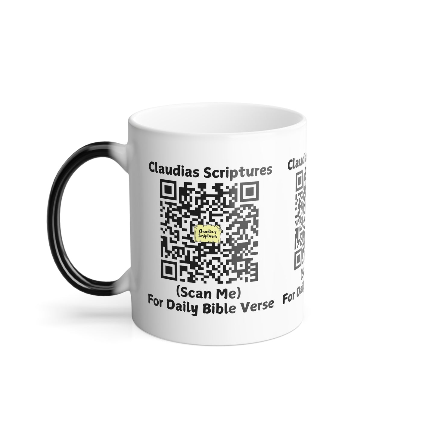 Claudias Scriptures QR Code Color Morphing Coffee Mug Scan for Daily Bible Verse Gift for Faith Based Coffee Lovers