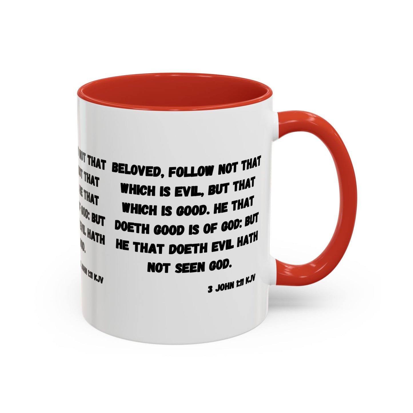 3 John 1:11 KJV Coffee Mug Beloved Follow Not That Which is Evil Inspirational Christian Gift for Faith Based Coffee Lovers