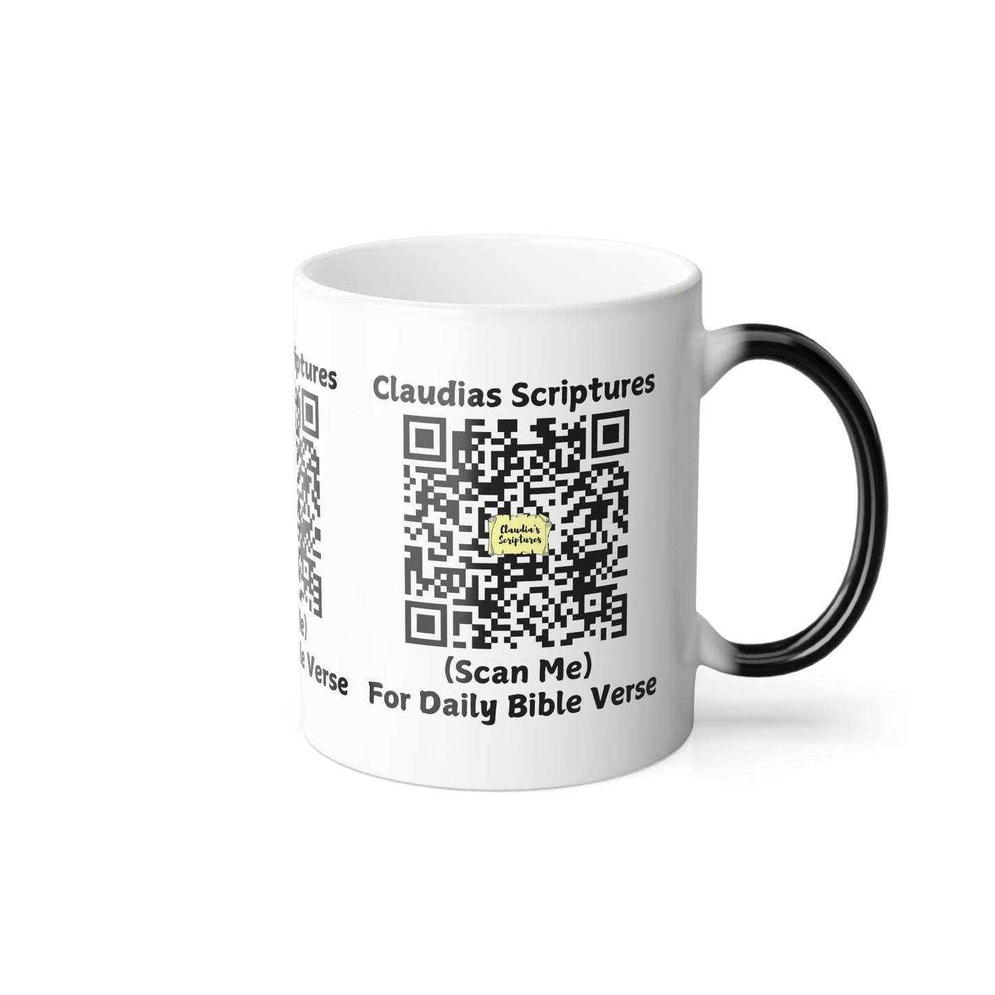 Claudias Scriptures QR Code Color Morphing Coffee Mug Scan for Daily Bible Verse Gift for Faith Based Coffee Lovers