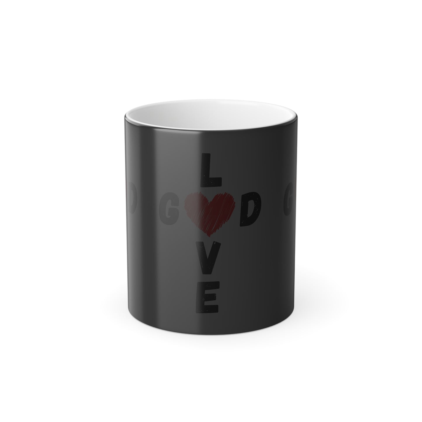 Love God Cross Shaped Color Morphing Coffee Mug Inspirational Christian Gift for Faith-Based Living