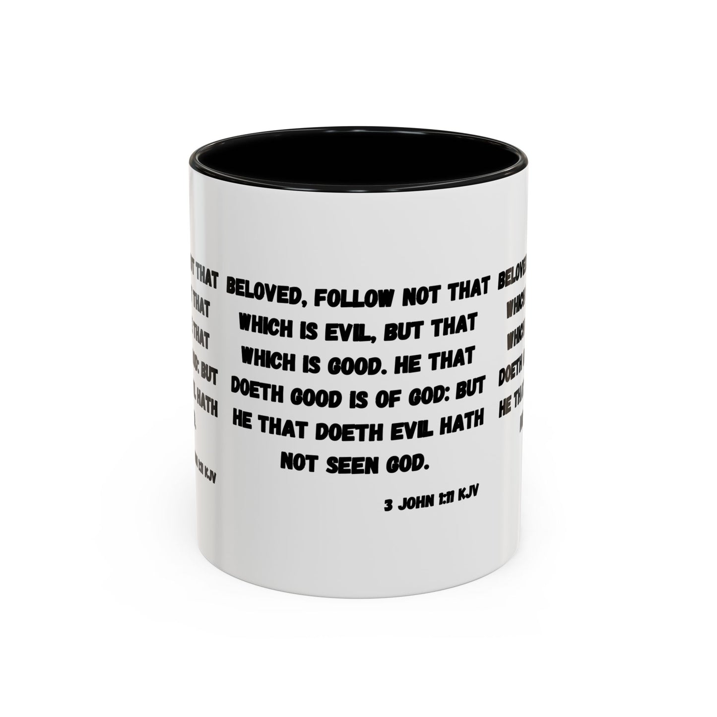 3 John 1:11 KJV Coffee Mug Beloved Follow Not That Which is Evil Inspirational Christian Gift for Faith Based Coffee Lovers