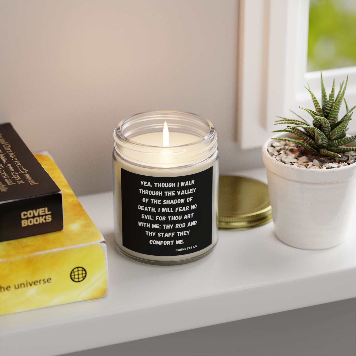 Psalms 23:4 KJV Scented Candle I Will Fear No Evil Inspirational Christian Gift