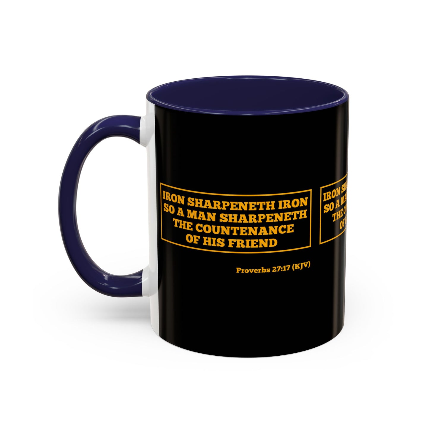 Proverbs 27:17 KJV Coffee Mug Iron Sharpens Iron Inspirational Faith Based Gift For Believers