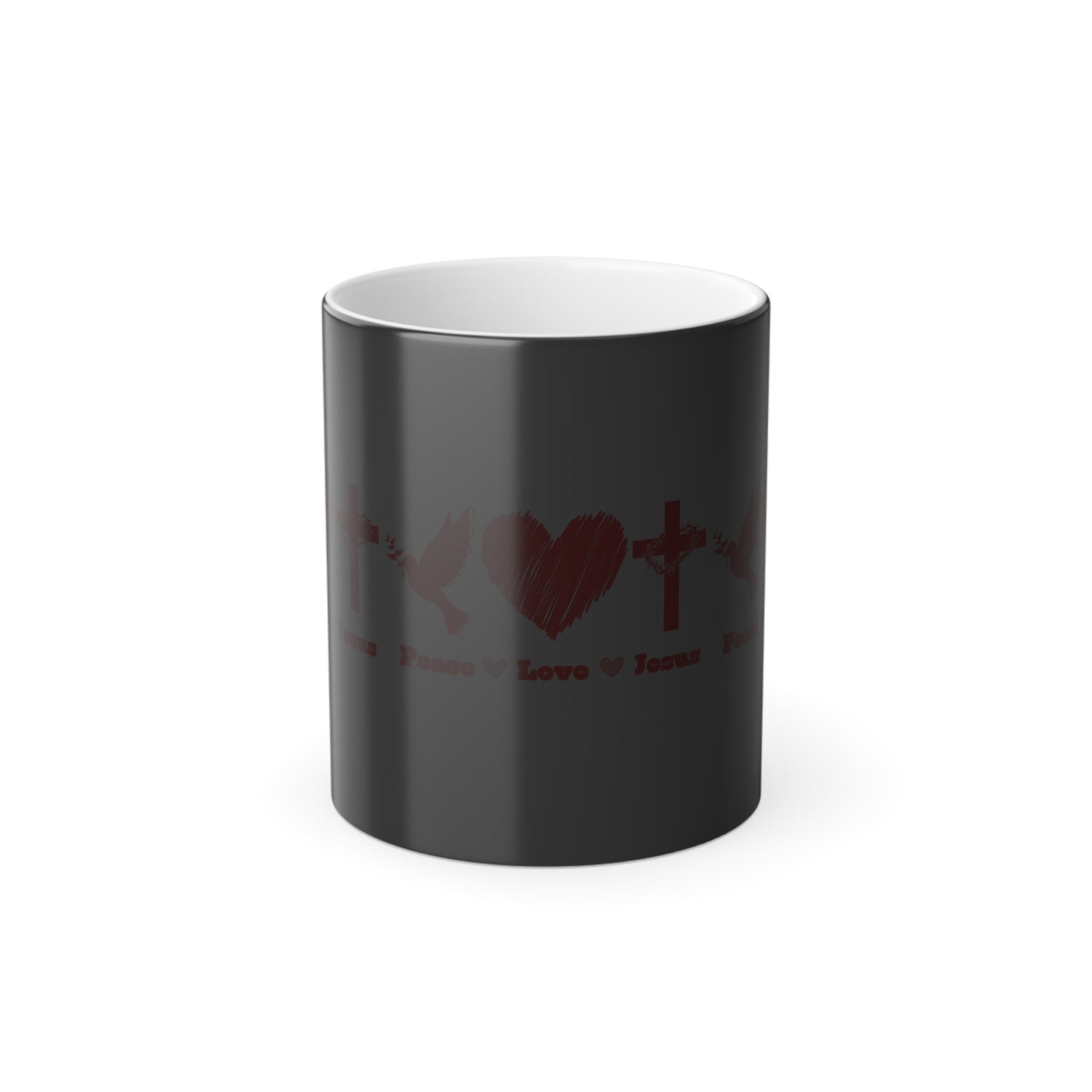 Peace Love Jesus Color Morphing Coffee Mug Faith Based Christian Gift