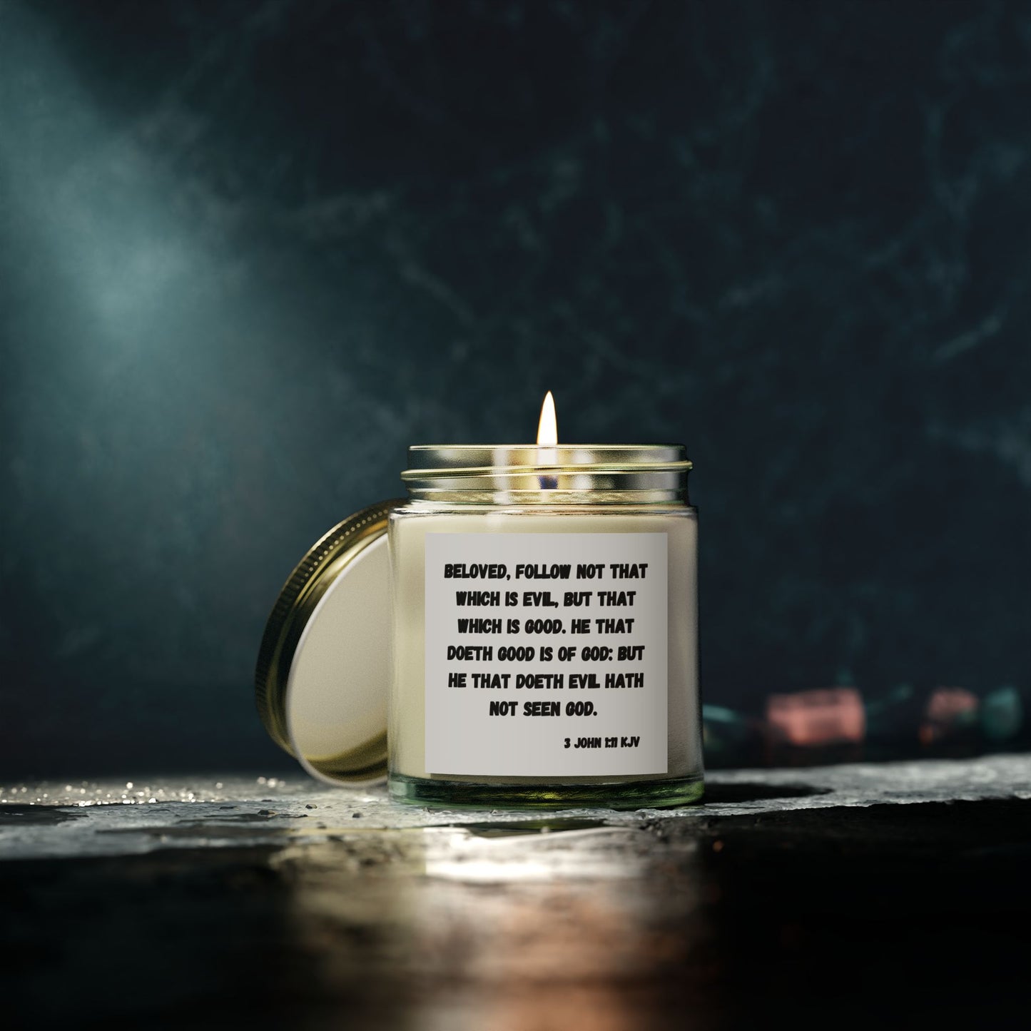 3 John 1:11 KJV Scented Candle Beloved Follow Not That Which is Evil Inspirational Christian Gift for Faith Based Candle Lovers