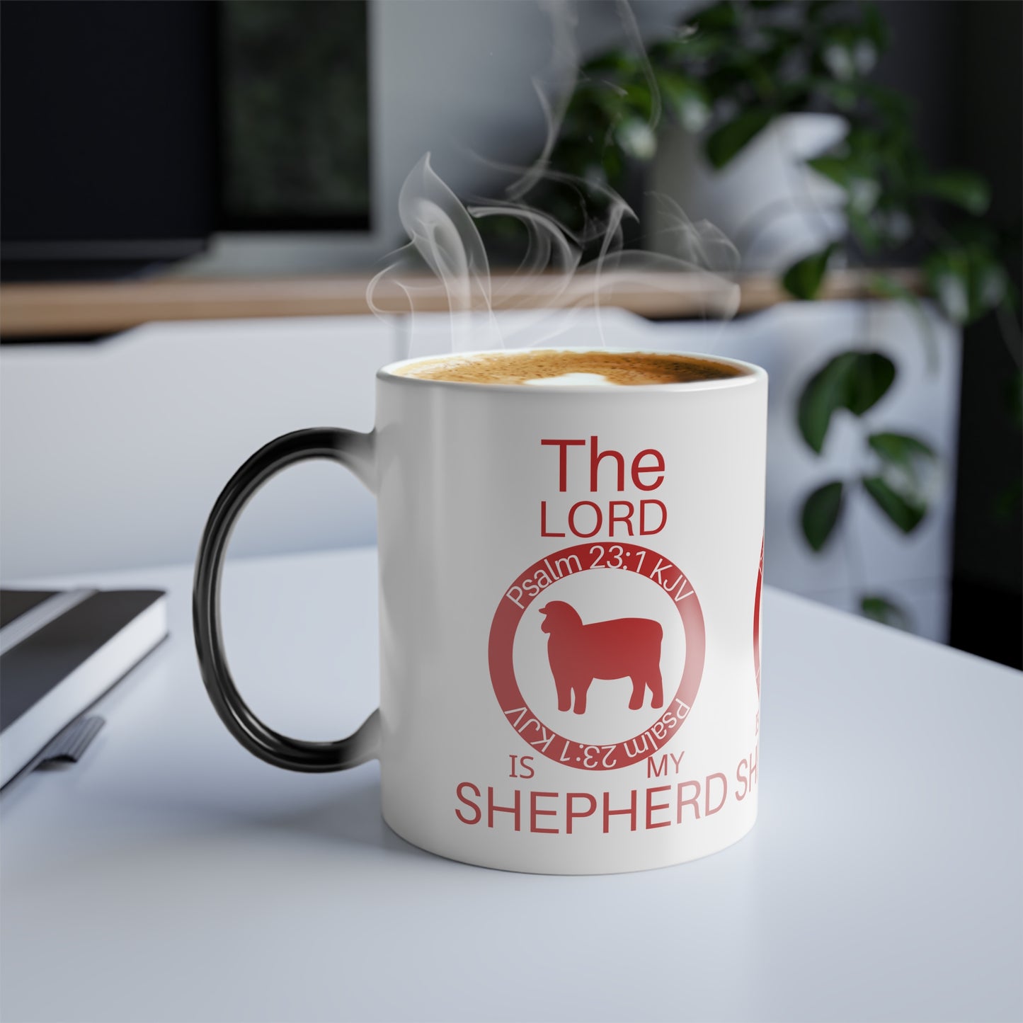 Psalm 23:1 KJV Color Morphing Coffee Mug The Lord is My Shepherd Faith Based Gift for Believers