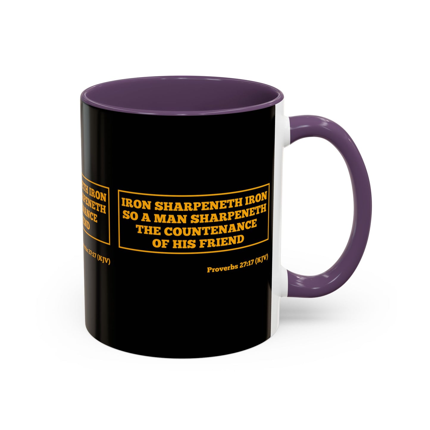 Proverbs 27:17 KJV Coffee Mug Iron Sharpens Iron Inspirational Faith Based Gift For Believers