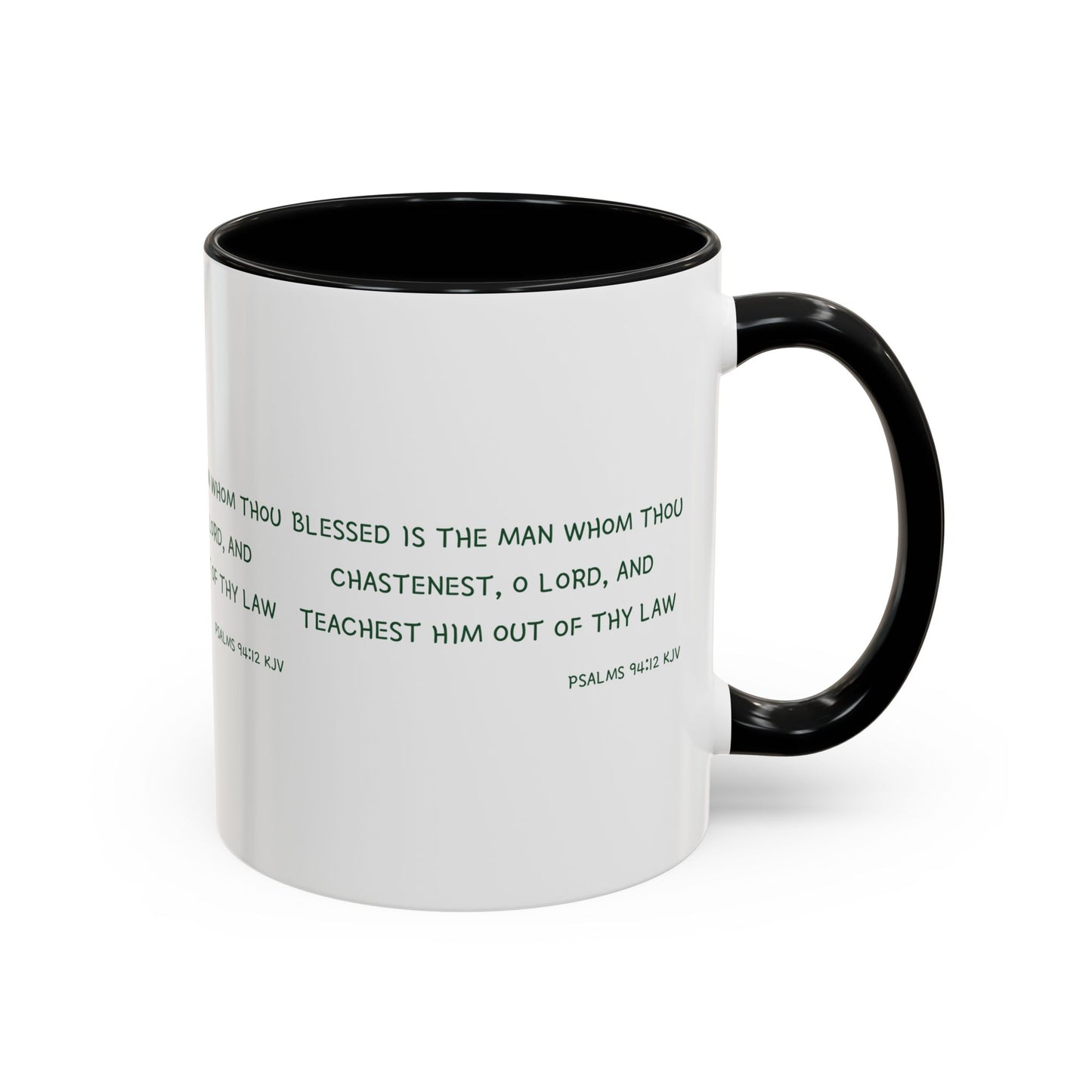 Psalms 94:12 KJV Coffee Mug Blessed is the Man Biblical Christian Gift for Faith-Based Coffee Lovers