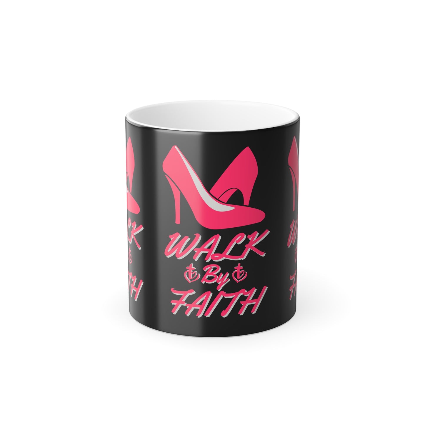 Walk By Faith Biblical Color Morphing Coffee Mug with High Heel Design Christian Gift for Her