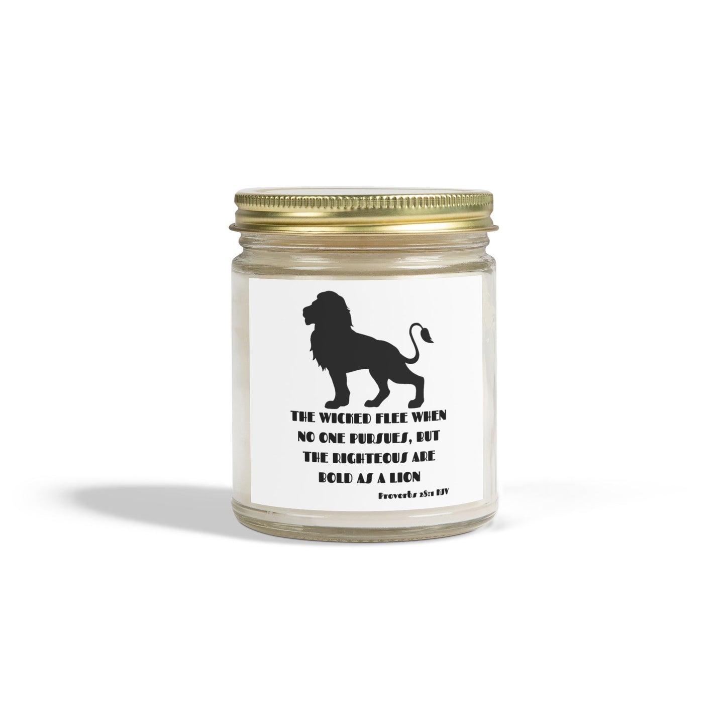 Proverbs 28:1 KJV Scented Candle The Righteous Are Bold as a Lion Christian Gift for Faith-Based Living