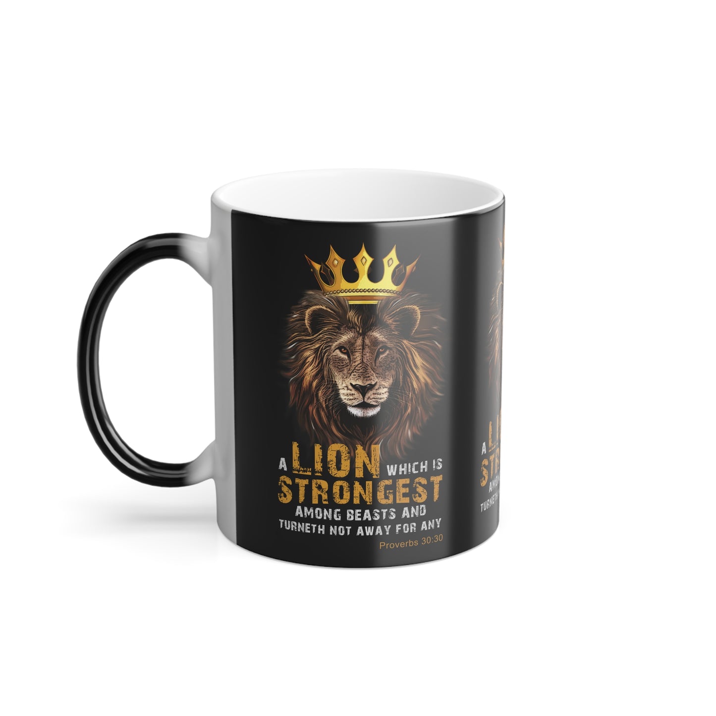 Proverbs 30:30 KJV Bible Verse Color Morphing Coffee Mug Strength & Courage In Every Sip