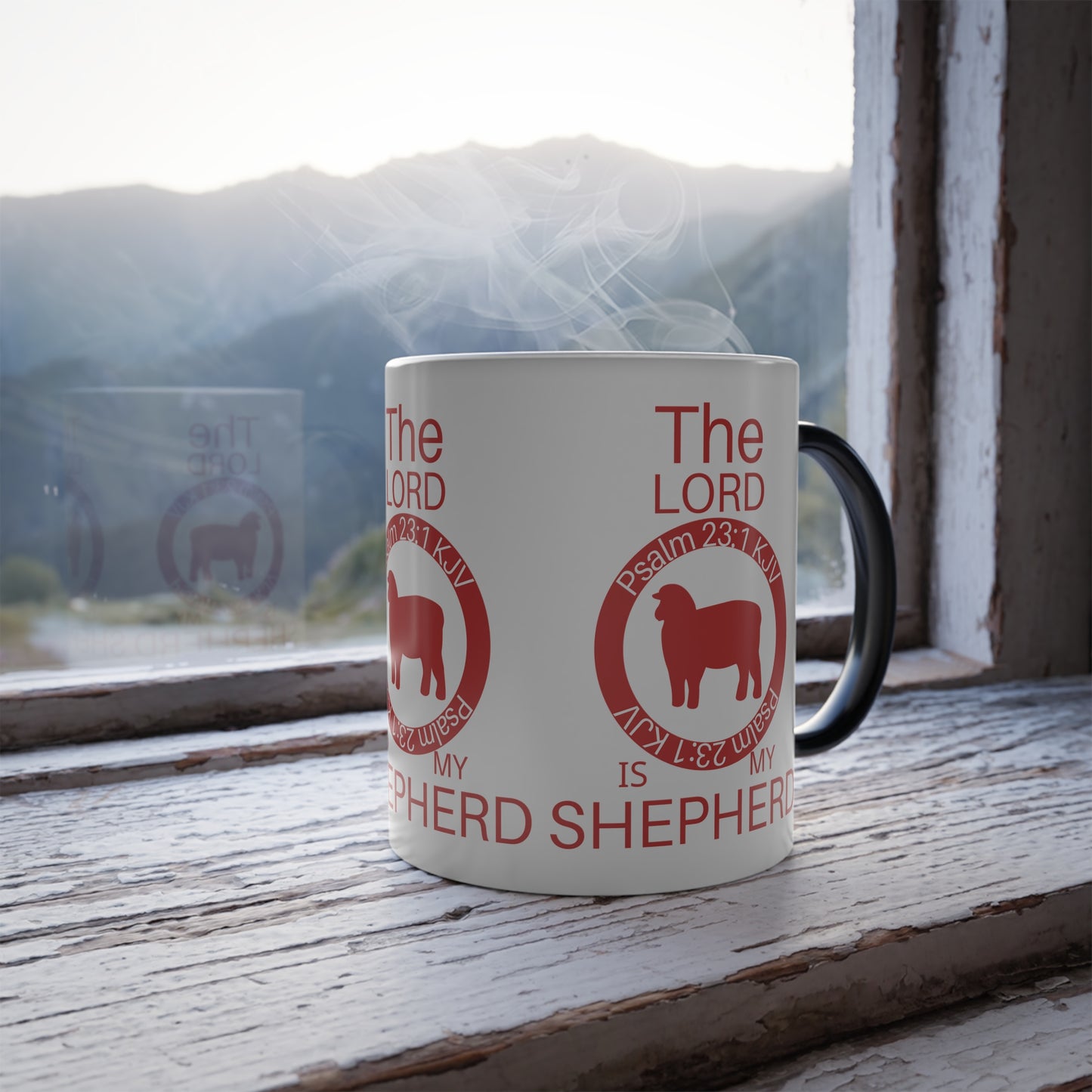 Psalm 23:1 KJV Color Morphing Coffee Mug The Lord is My Shepherd Faith Based Gift for Believers