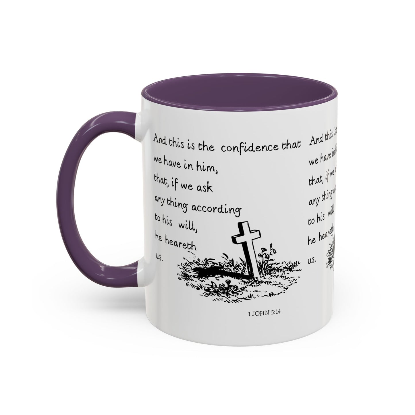 1 John 5:14 KJV Coffee Mug Confidence in Him Biblical Gift for Faith Based Coffee Lovers