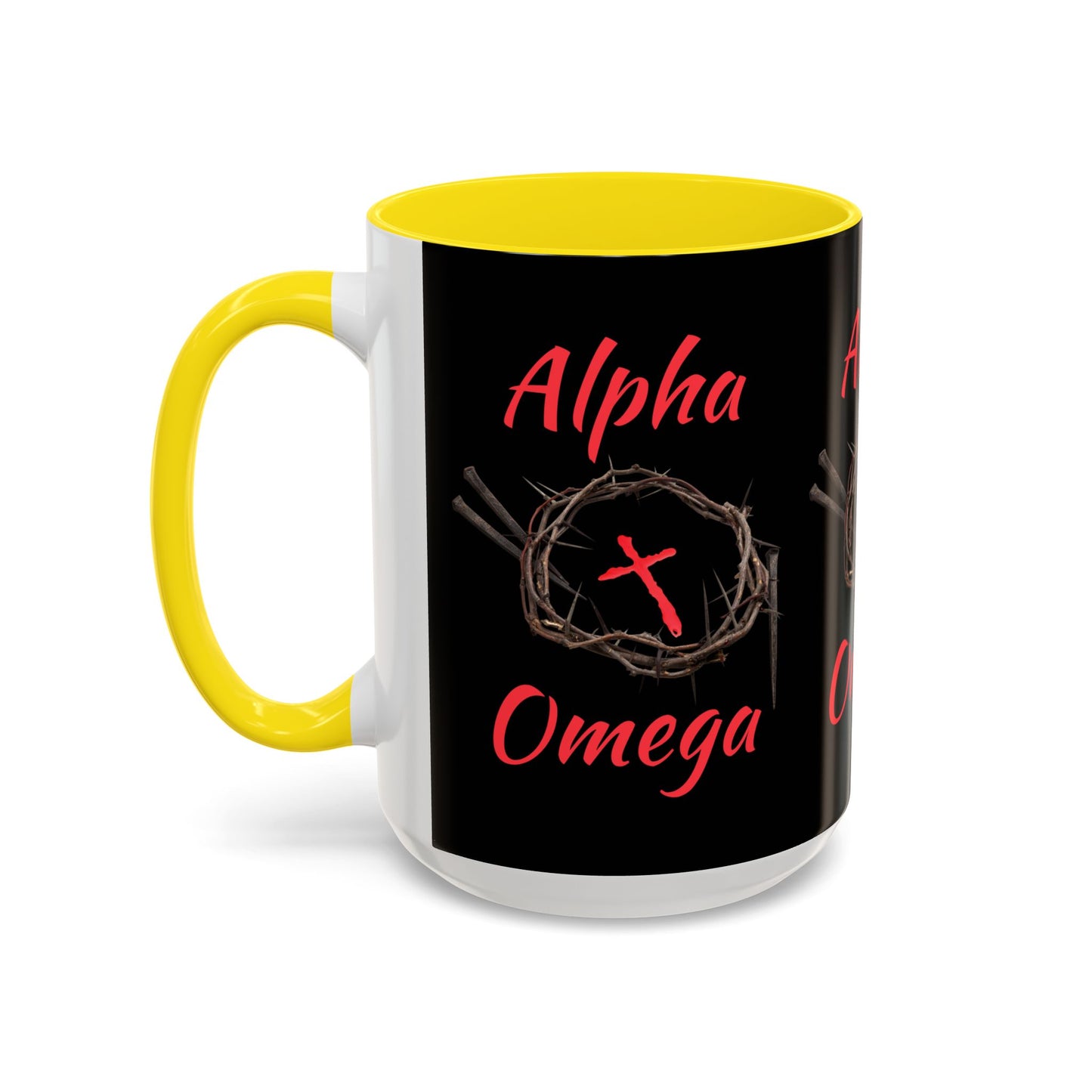 Alpha Omega Coffee Mug Based On Revelation 22:13 KJV Bible Verse