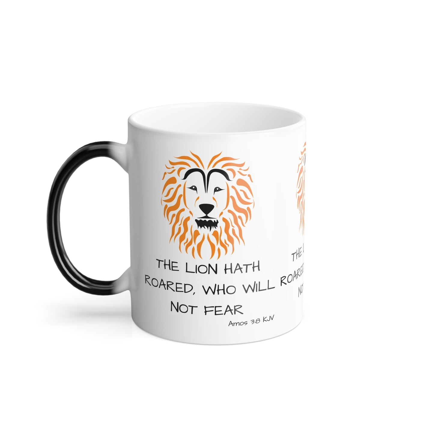 Amos 3:8 KJV Color Morphing Coffee Mug The Lion Hath Roared Biblical Christian Gift for Faith-Based Coffee Lovers