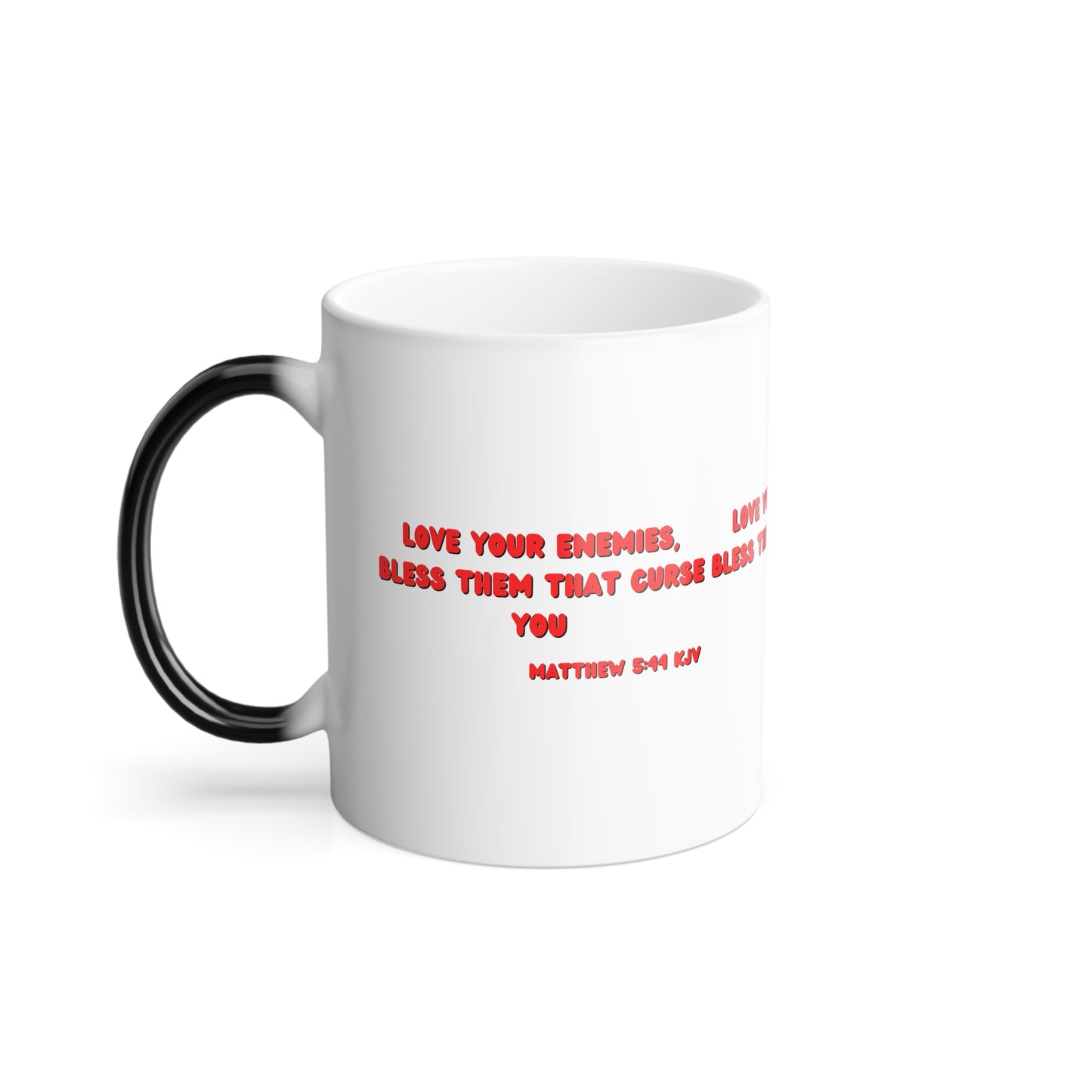 Matthew 5:44 KJV Color Morphing Coffee Mug Love Your Enemies Biblical Christian Gift for Faith-Based Living