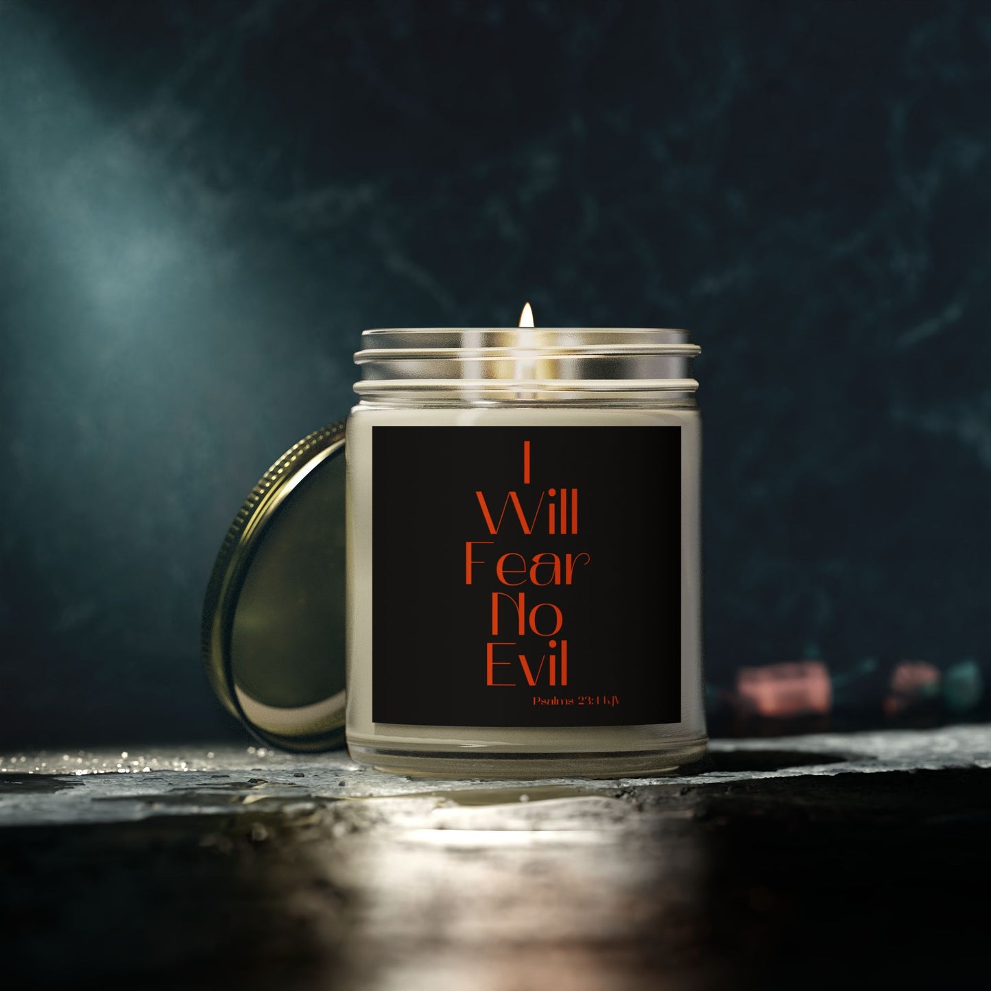 Psalms 23:4 KJV Scented Candle I Will Fear No Evil Faith Based Inspirational Gift