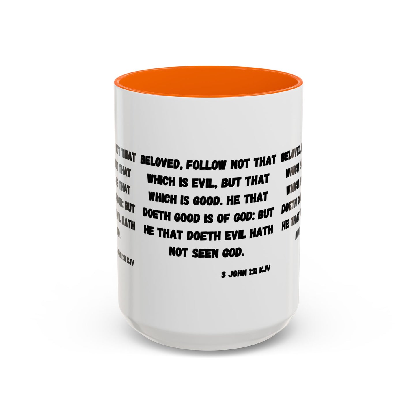 3 John 1:11 KJV Coffee Mug Beloved Follow Not That Which is Evil Inspirational Christian Gift for Faith Based Coffee Lovers