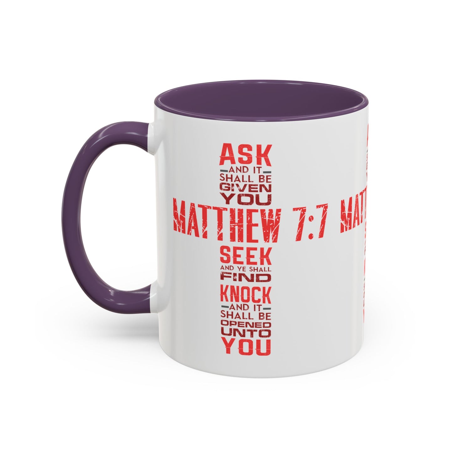 Seek and Find: Matthew 7:7 KJV Bible Verse Coffee Mug Inspirational Christian Gift