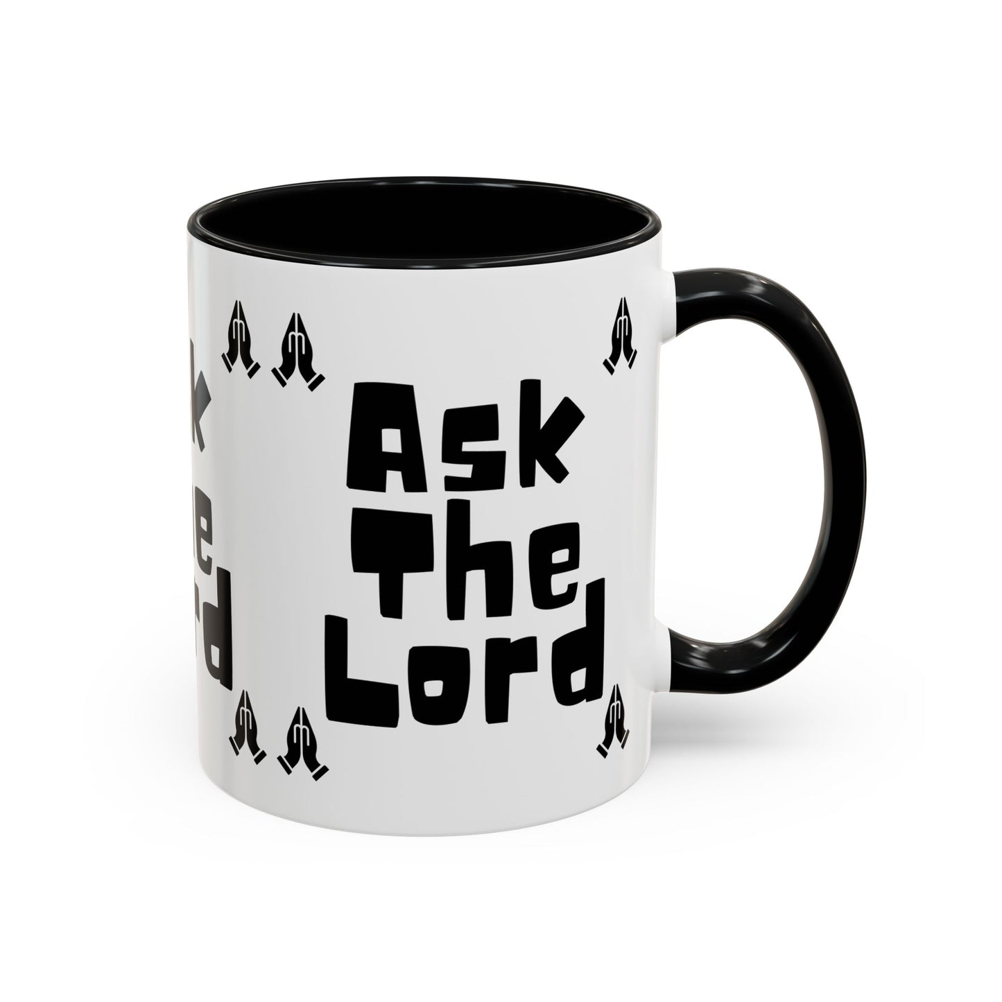 Ask The Lord Coffee Mug with Praying Hands Biblical Christian Gift for Faith-Based Living