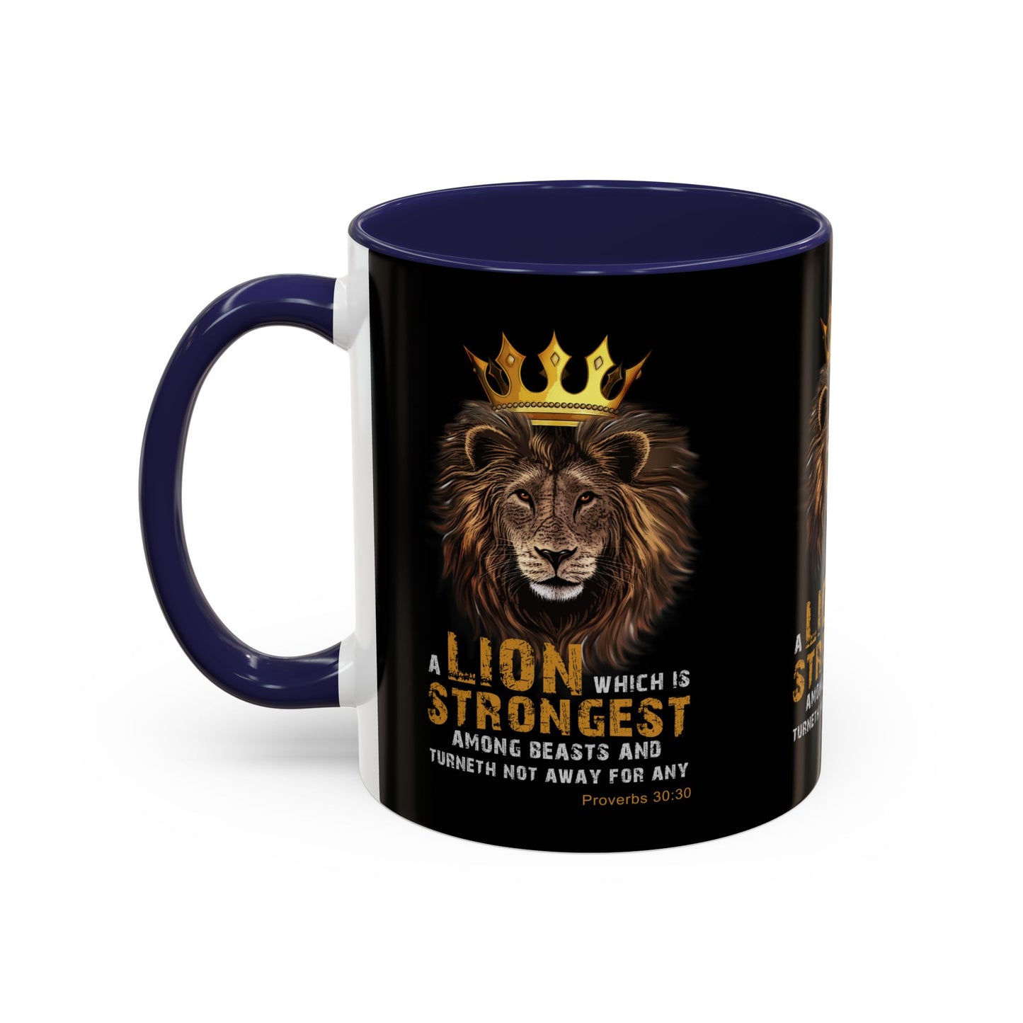 Proverbs 30:30 KJV Bible Verse Coffee Mug Strength & Courage In Every Sip