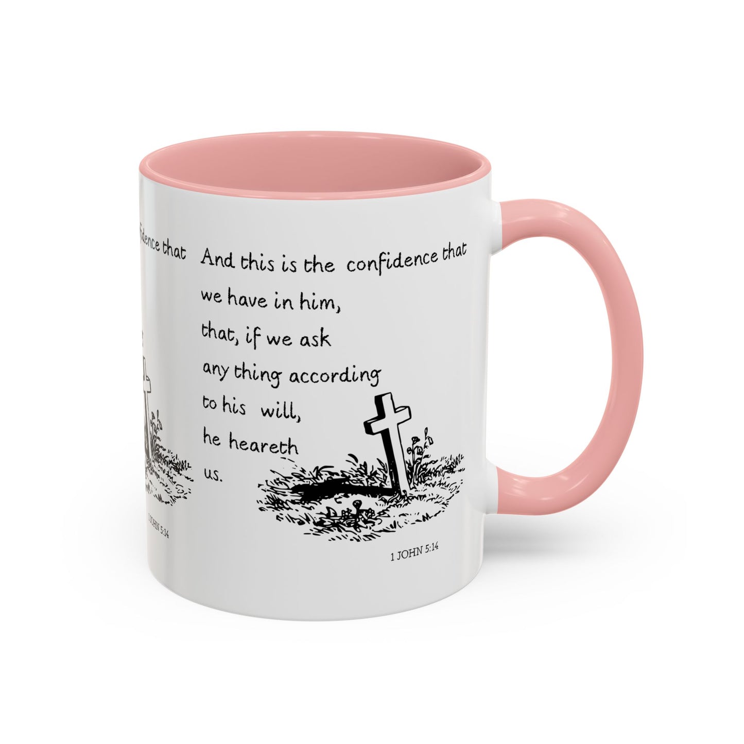 1 John 5:14 KJV Coffee Mug Confidence in Him Biblical Gift for Faith Based Coffee Lovers