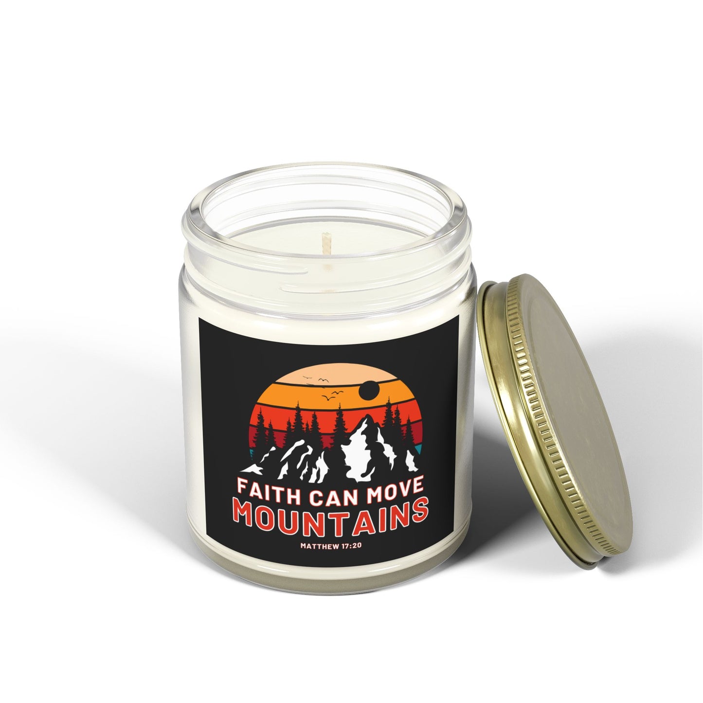 Matthew 17:20 KJV Bible Verse Scented Candle Faith Can Move Mountains Inspirational Christian