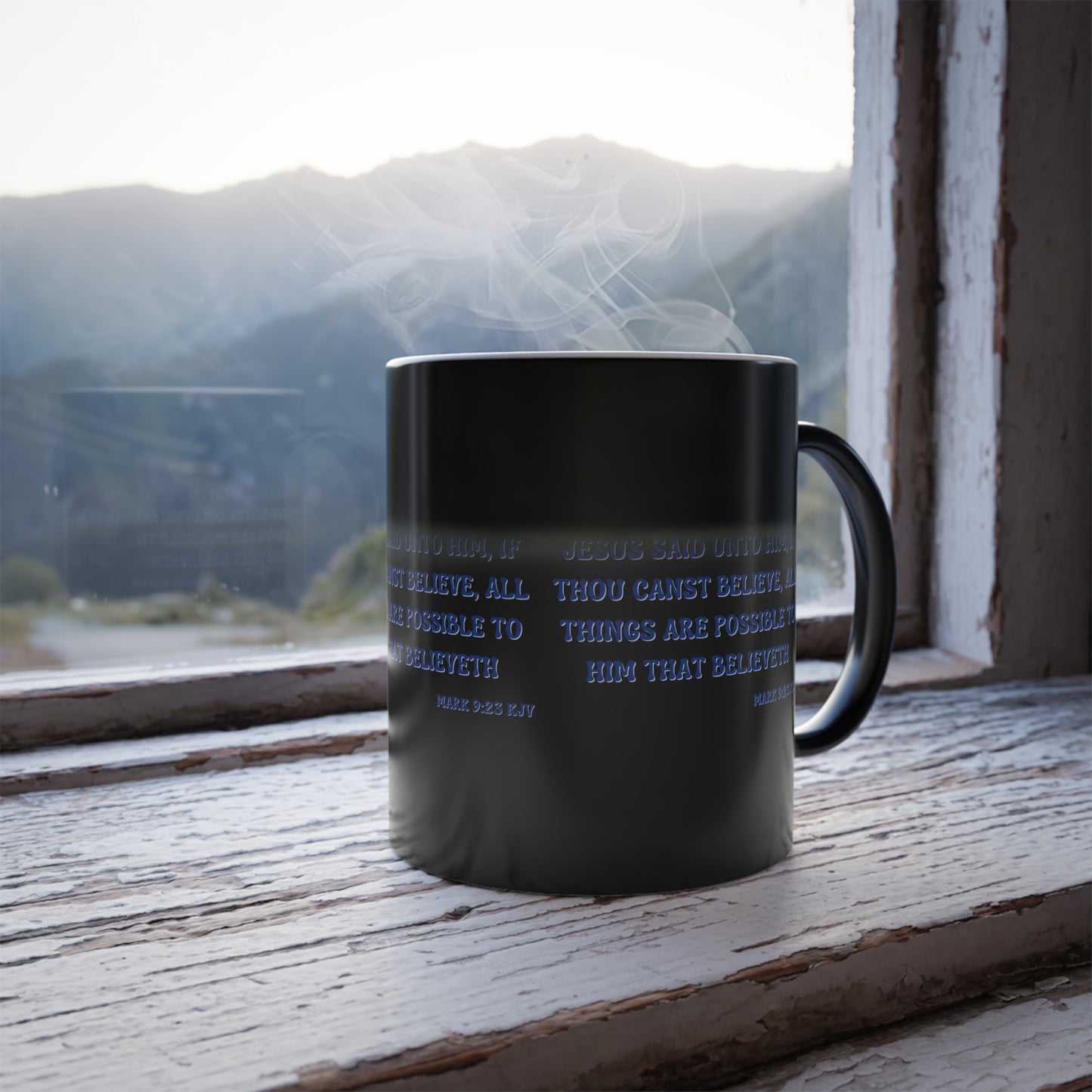 Mark 9:23 KJV Bible Verse Color Morphing Coffee Mug Faith Based Christian Gift