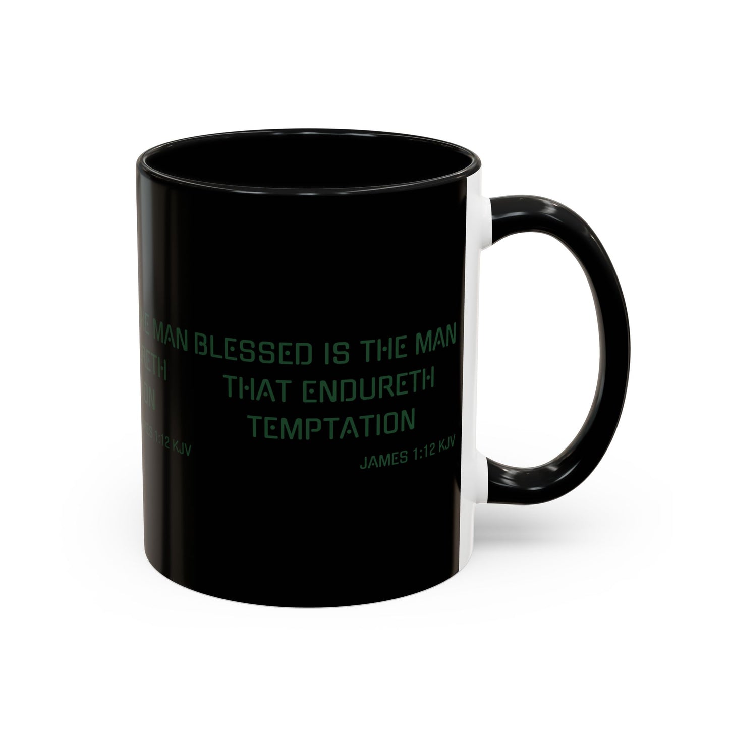 James 1:12 KJV Coffee Mug Blessed is the Man Biblical Christian Gift for Faith-Based Coffee Lovers