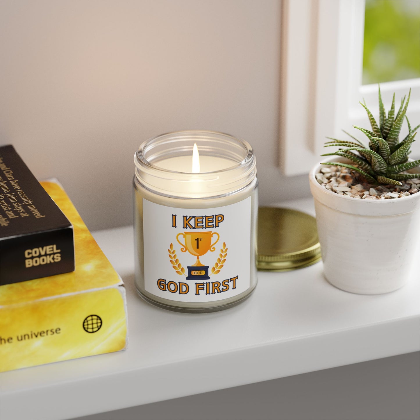 I Keep God First Scented Candle Inspirational Christian Gift for Faith-Based Living