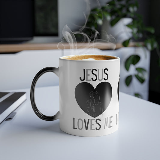 Jesus Loves Me Color Morphing Coffee Mug Inspirational Christian Gift for Faith-Based Living