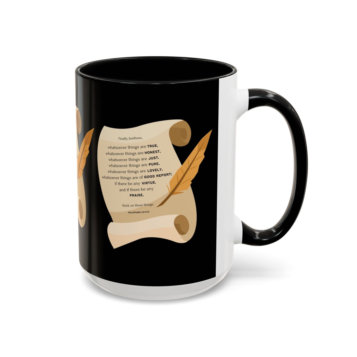 Philippians 4:8 KJV Bible Verse Coffee Mug Faith Based Christian Gift