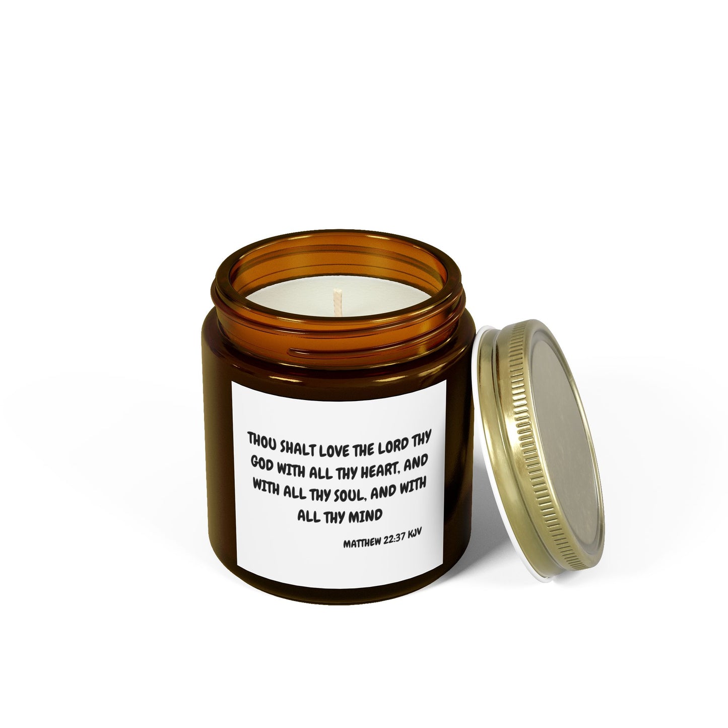 Matthew 22:37 KJV Scented Candle Love the Lord Your God Biblical Christian Gift for Faith-Based Living