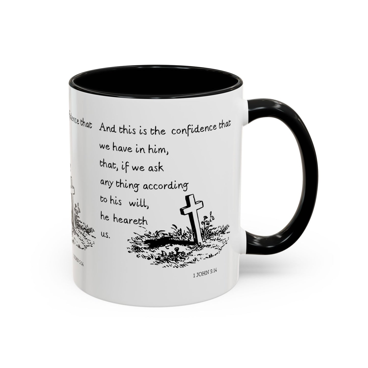 1 John 5:14 KJV Coffee Mug Confidence in Him Biblical Gift for Faith Based Coffee Lovers