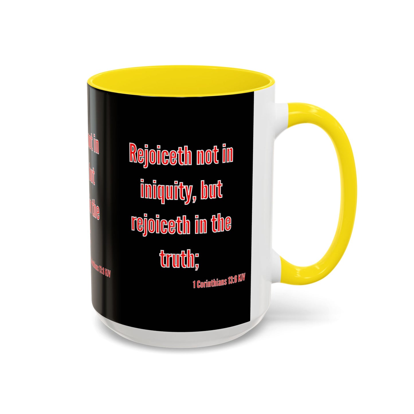 1 Corinthians 13:6 KJV Coffee Mug Rejoiceth in the Truth Inspirational Faith Based Gift For Believers