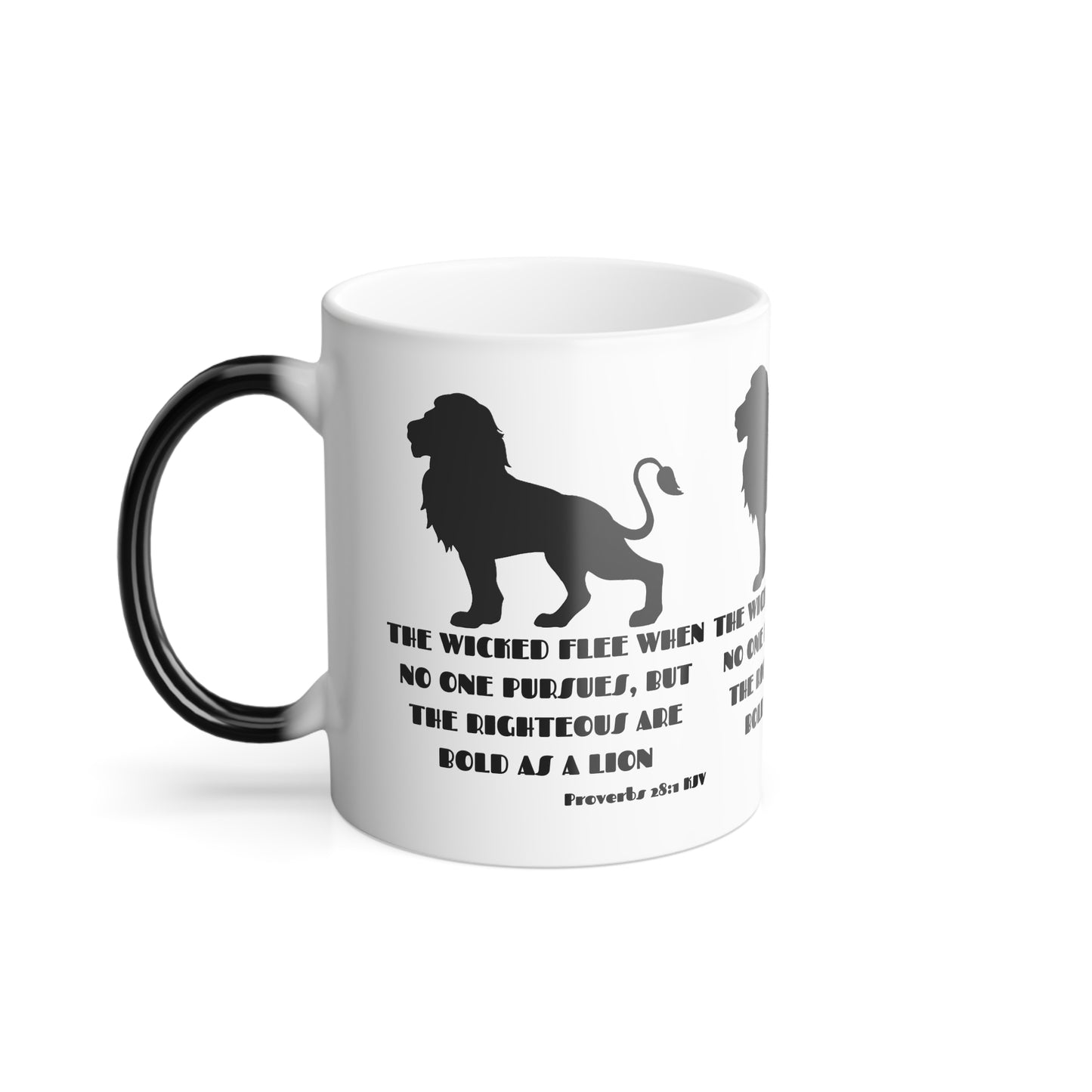 Proverbs 28:1 KJV Color Morphing Coffee Mug The Righteous Are Bold as a Lion Christian Gift for Faith-Based Living