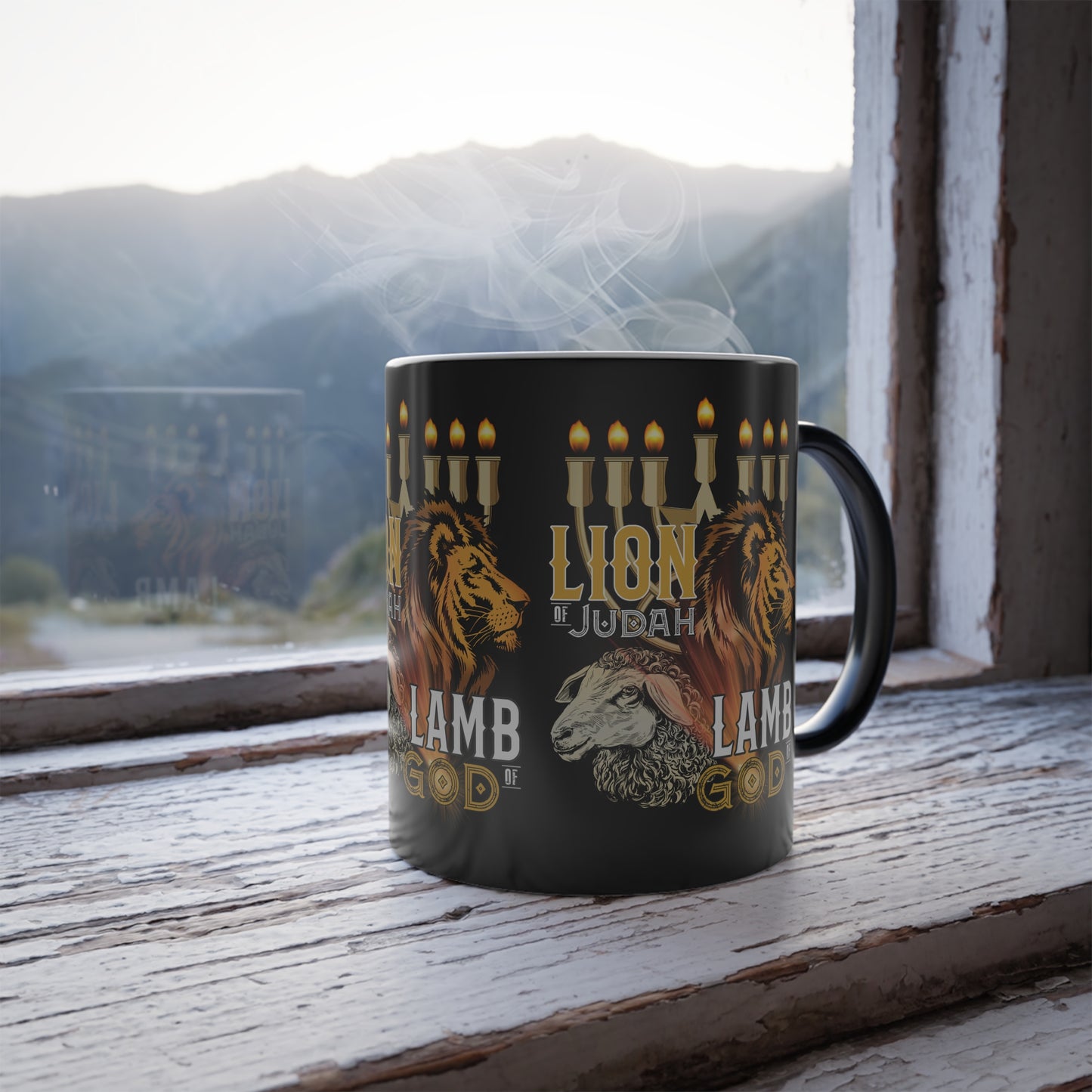 Lion of Judah, Lamb of God Color Morphing Coffee Mug Embrace Faith & Strength