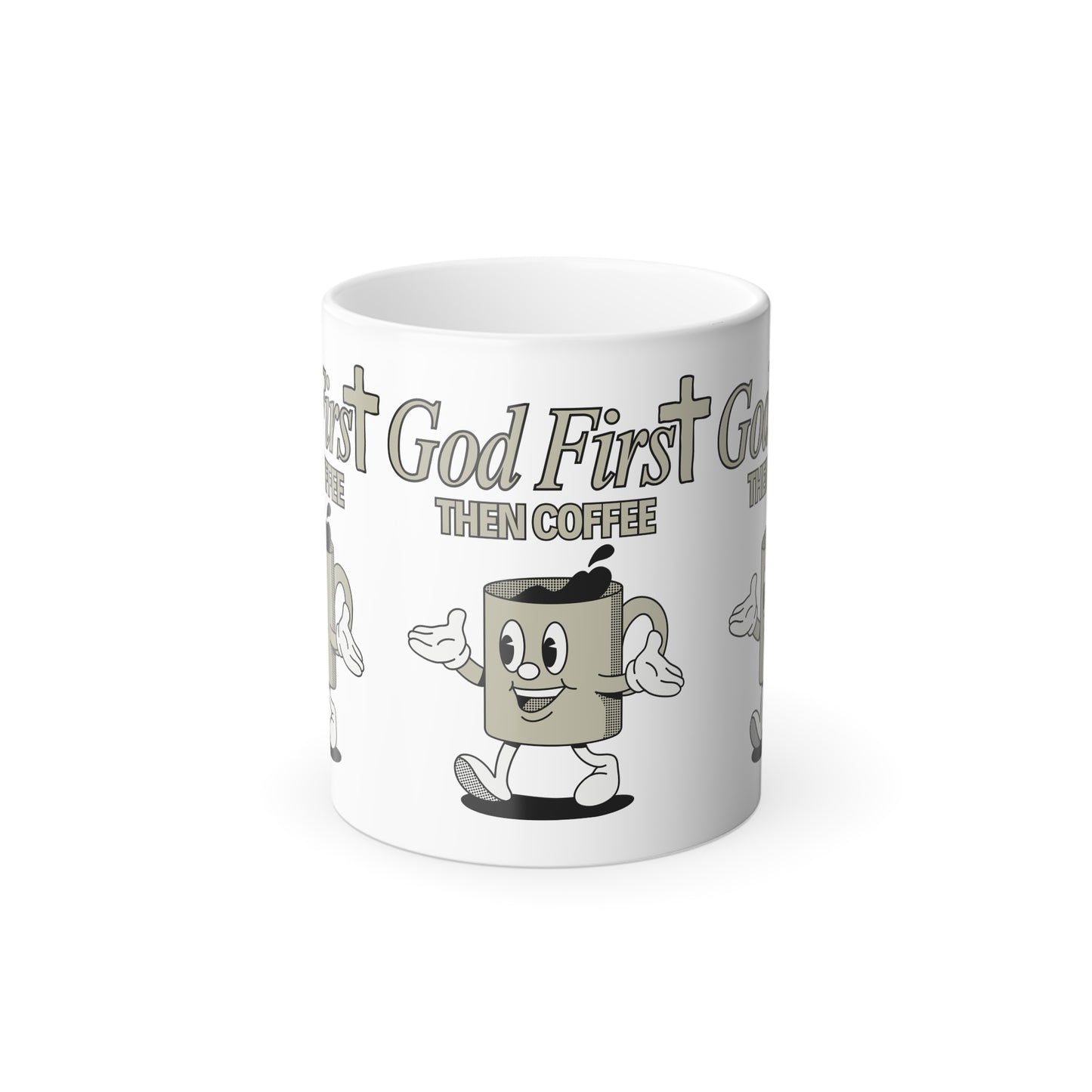 God First Then Coffee Color Morphing Coffee Mug Inspirational Christian Gift for Faith Based Coffee Lovers