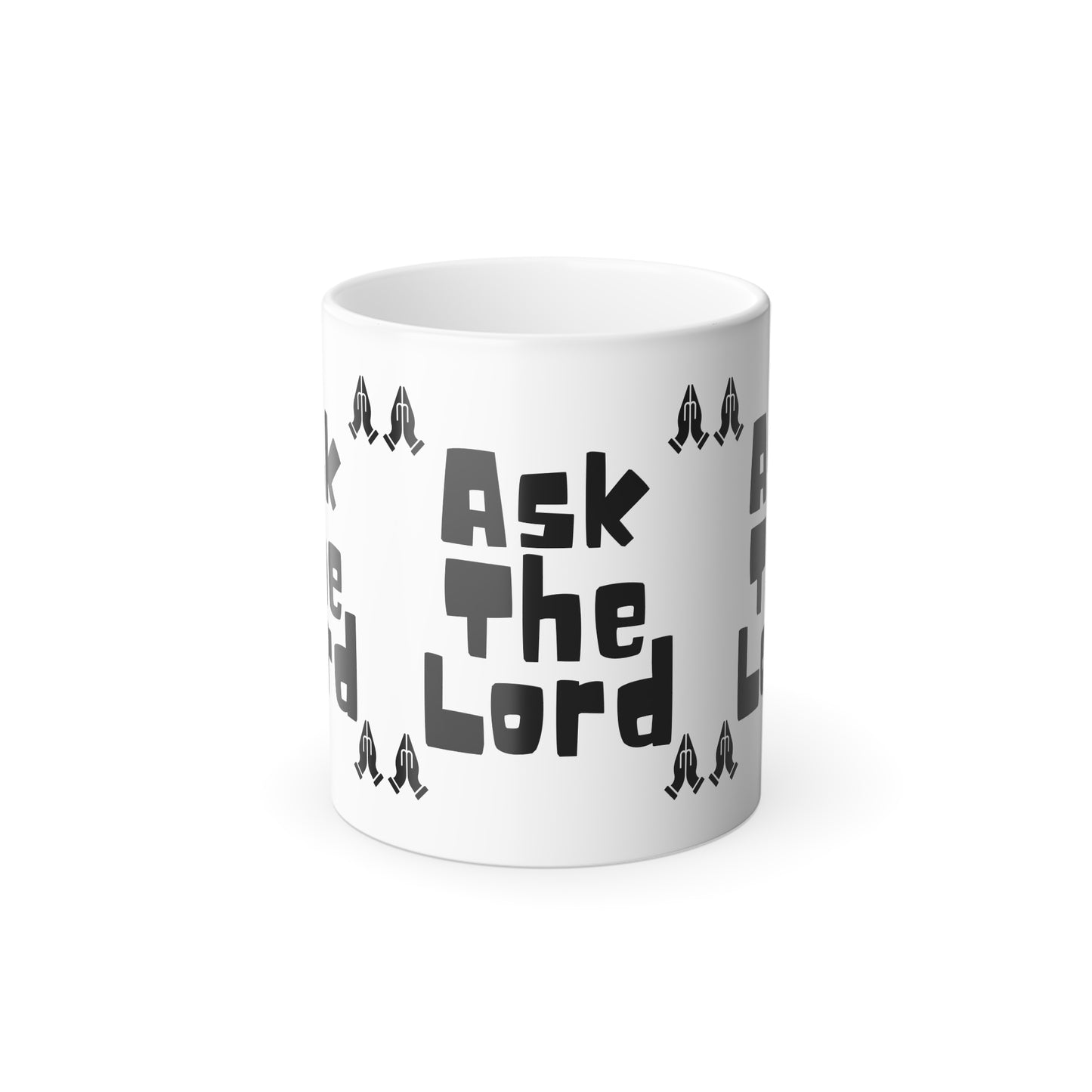 Ask The Lord Color Morphing Coffee Mug with Praying Hands Biblical Christian Gift for Faith-Based Living