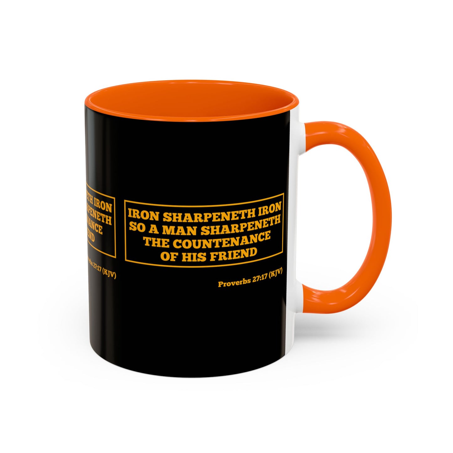 Proverbs 27:17 KJV Coffee Mug Iron Sharpens Iron Inspirational Faith Based Gift For Believers